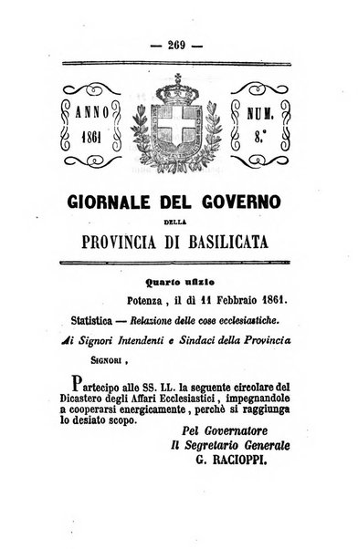 Giornale del governo della provincia di Basilicata