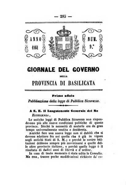 Giornale del governo della provincia di Basilicata