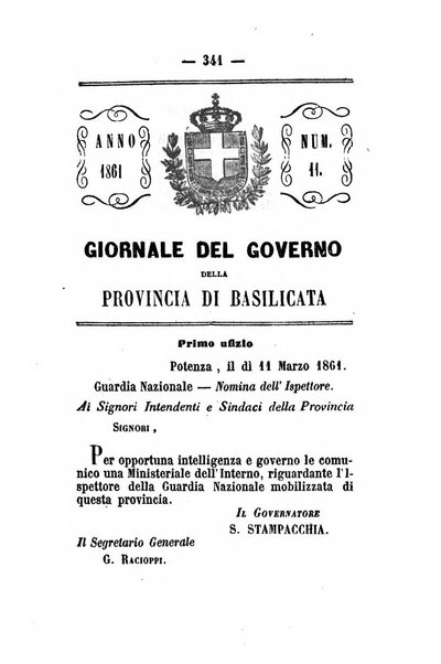 Giornale del governo della provincia di Basilicata