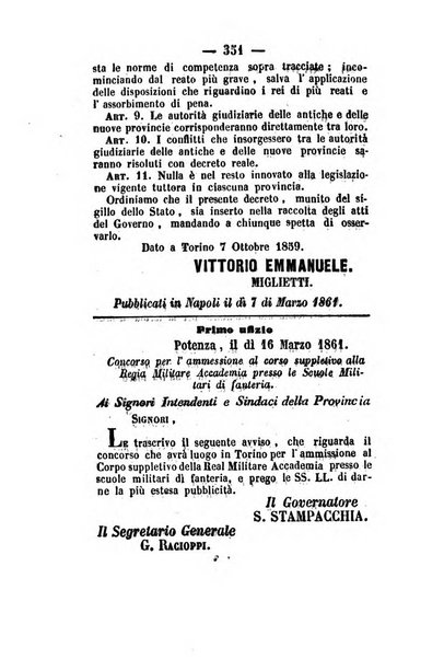 Giornale del governo della provincia di Basilicata