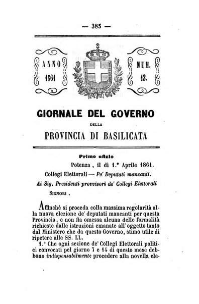 Giornale del governo della provincia di Basilicata