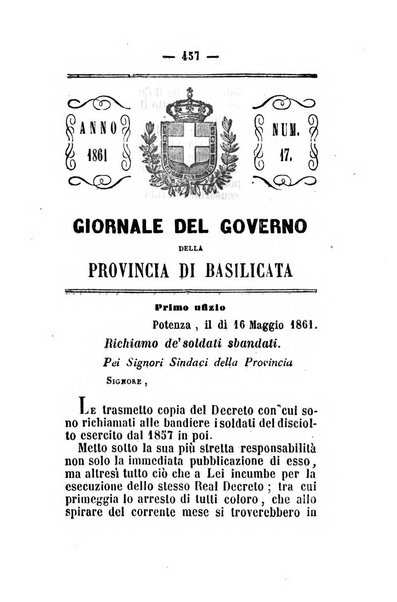 Giornale del governo della provincia di Basilicata