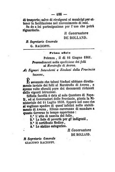 Giornale del governo della provincia di Basilicata