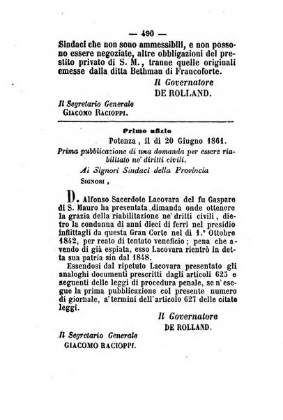 Giornale del governo della provincia di Basilicata