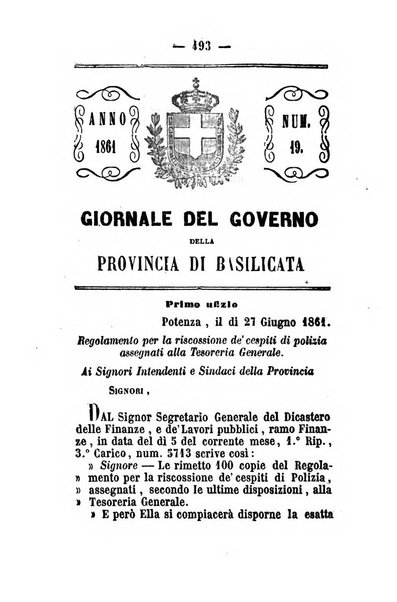 Giornale del governo della provincia di Basilicata