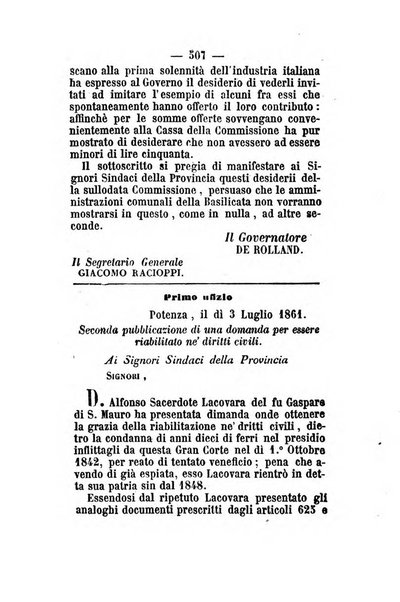 Giornale del governo della provincia di Basilicata