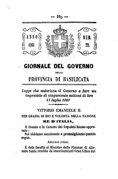 Giornale del governo della provincia di Basilicata