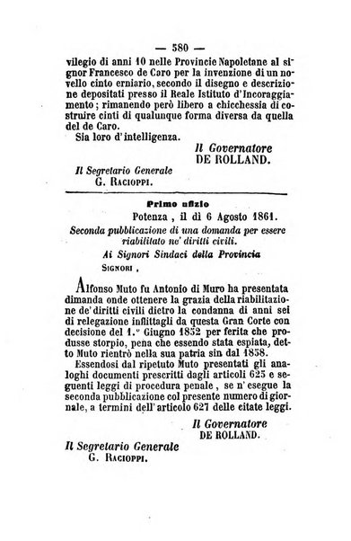 Giornale del governo della provincia di Basilicata