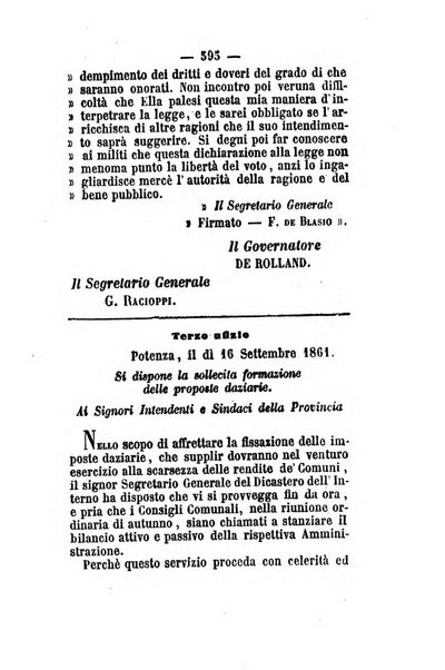 Giornale del governo della provincia di Basilicata