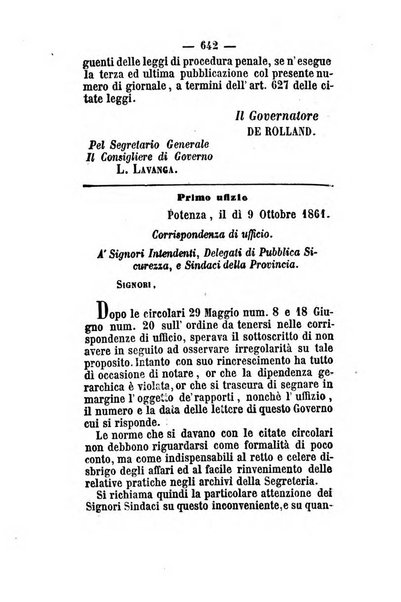 Giornale del governo della provincia di Basilicata