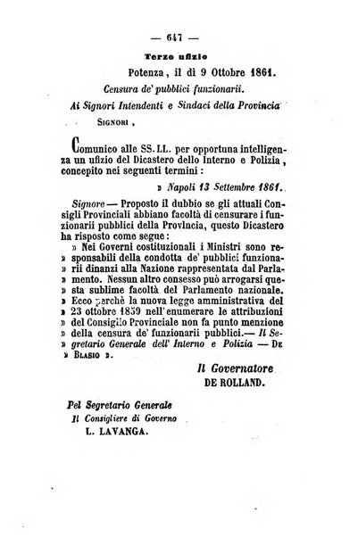 Giornale del governo della provincia di Basilicata