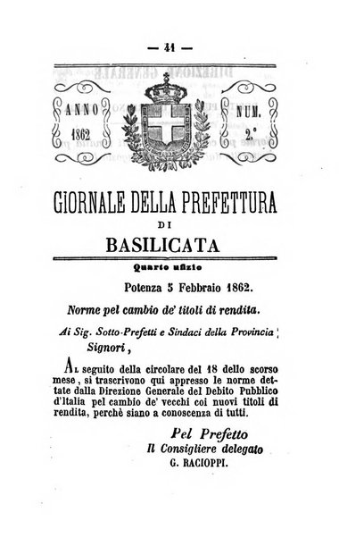 Giornale del governo della provincia di Basilicata