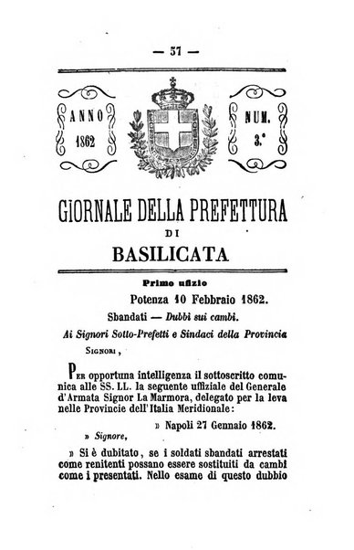 Giornale del governo della provincia di Basilicata