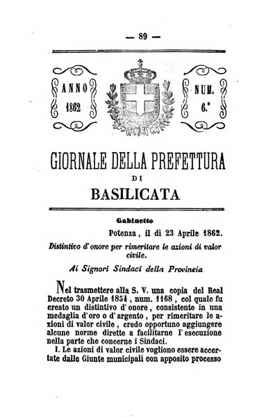 Giornale del governo della provincia di Basilicata