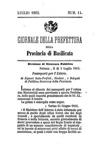 Giornale del governo della provincia di Basilicata