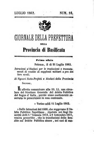 Giornale del governo della provincia di Basilicata