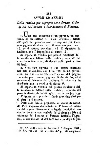 Giornale del governo della provincia di Basilicata