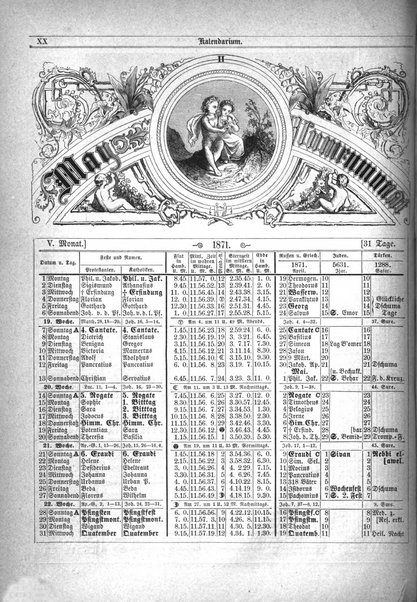 Illustrirter Kalender Jahrbuch der Treignisse, Bestretungen u. Fortsch im Volkerleben u. im. Gebiche..