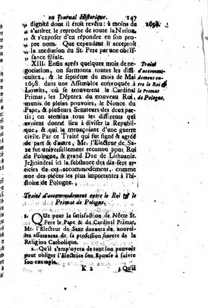 Journal historique sur les matières du tems contenant aussi quelques nouvelles de littérature et autres remarques curieuses