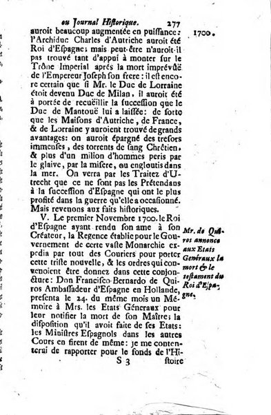 Journal historique sur les matières du tems contenant aussi quelques nouvelles de littérature et autres remarques curieuses