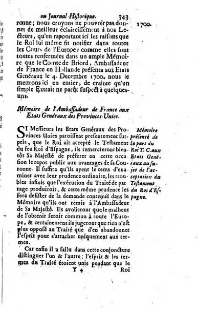 Journal historique sur les matières du tems contenant aussi quelques nouvelles de littérature et autres remarques curieuses