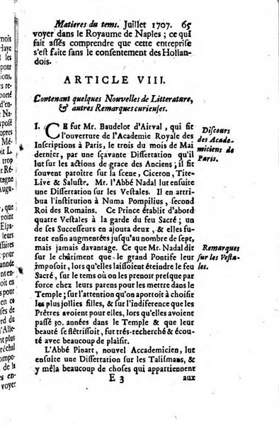 Journal historique sur les matières du tems contenant aussi quelques nouvelles de littérature et autres remarques curieuses