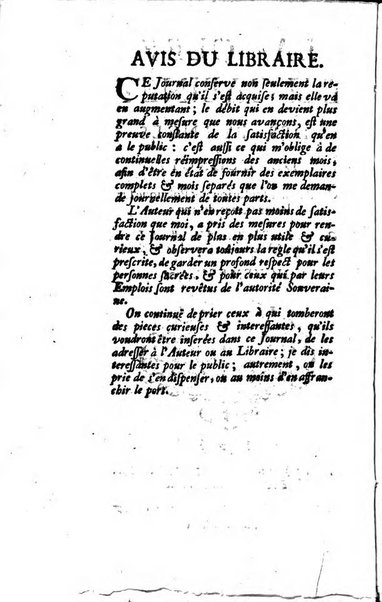 Journal historique sur les matières du tems contenant aussi quelques nouvelles de littérature et autres remarques curieuses