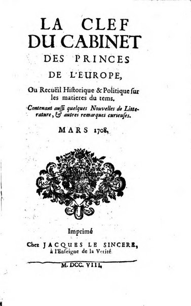 Journal historique sur les matières du tems contenant aussi quelques nouvelles de littérature et autres remarques curieuses