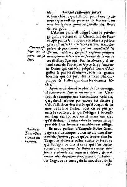 Journal historique sur les matières du tems contenant aussi quelques nouvelles de littérature et autres remarques curieuses