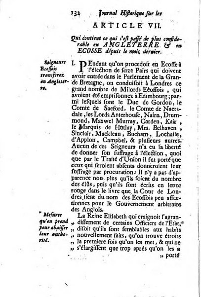 Journal historique sur les matières du tems contenant aussi quelques nouvelles de littérature et autres remarques curieuses