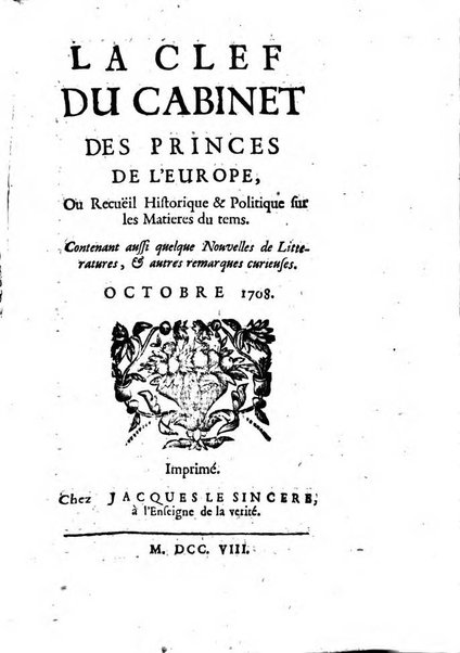 Journal historique sur les matières du tems contenant aussi quelques nouvelles de littérature et autres remarques curieuses