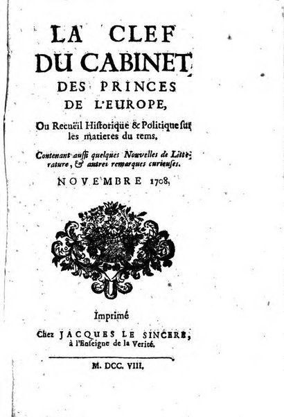 Journal historique sur les matières du tems contenant aussi quelques nouvelles de littérature et autres remarques curieuses