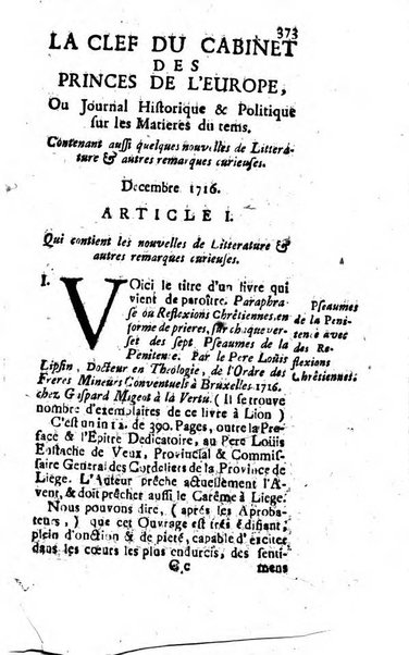 Journal historique sur les matières du tems contenant aussi quelques nouvelles de littérature et autres remarques curieuses