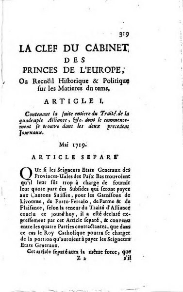 La clef du cabinet des princes de l'Europe ou recueil historique et politique sur les matières du tems