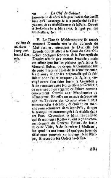 La clef du cabinet des princes de l'Europe ou recueil historique et politique sur les matières du tems