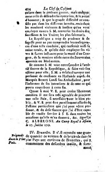 La clef du cabinet des princes de l'Europe ou recueil historique et politique sur les matières du tems