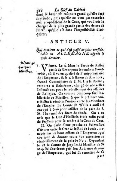 La clef du cabinet des princes de l'Europe ou recueil historique et politique sur les matières du tems