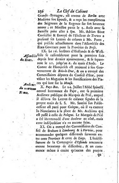 La clef du cabinet des princes de l'Europe ou recueil historique et politique sur les matières du tems