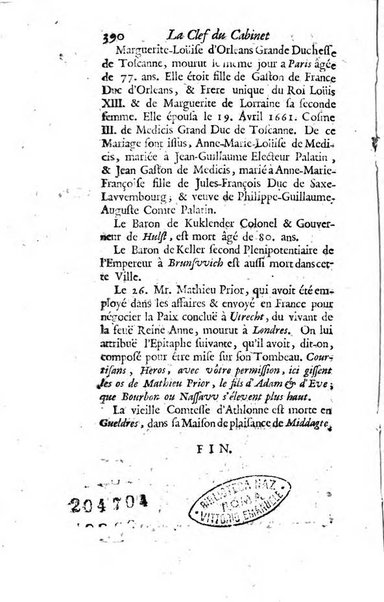 La clef du cabinet des princes de l'Europe ou recueil historique et politique sur les matières du tems