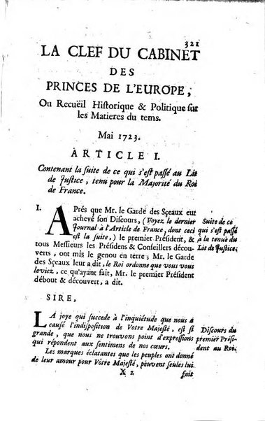 La clef du cabinet des princes de l'Europe ou recueil historique et politique sur les matières du tems