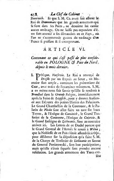 La clef du cabinet des princes de l'Europe ou recueil historique et politique sur les matières du tems