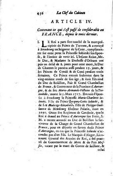 La clef du cabinet des princes de l'Europe ou recueil historique et politique sur les matières du tems