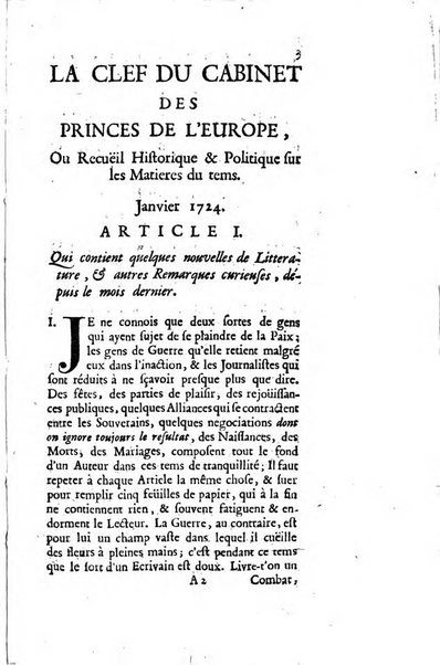 La clef du cabinet des princes de l'Europe ou recueil historique et politique sur les matières du tems