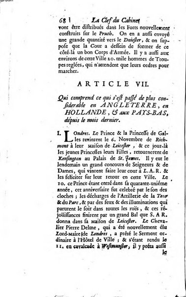 La clef du cabinet des princes de l'Europe ou recueil historique et politique sur les matières du tems