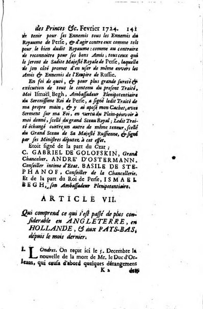 La clef du cabinet des princes de l'Europe ou recueil historique et politique sur les matières du tems