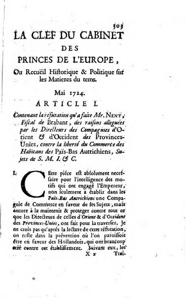 La clef du cabinet des princes de l'Europe ou recueil historique et politique sur les matières du tems