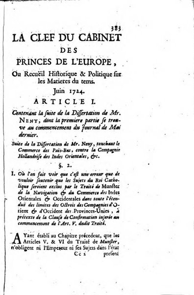 La clef du cabinet des princes de l'Europe ou recueil historique et politique sur les matières du tems