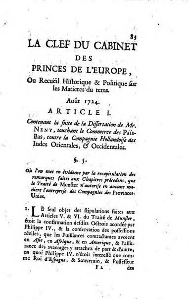 La clef du cabinet des princes de l'Europe ou recueil historique et politique sur les matières du tems