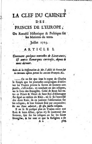 La clef du cabinet des princes de l'Europe ou recueil historique et politique sur les matières du tems