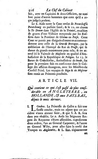 La clef du cabinet des princes de l'Europe ou recueil historique et politique sur les matières du tems